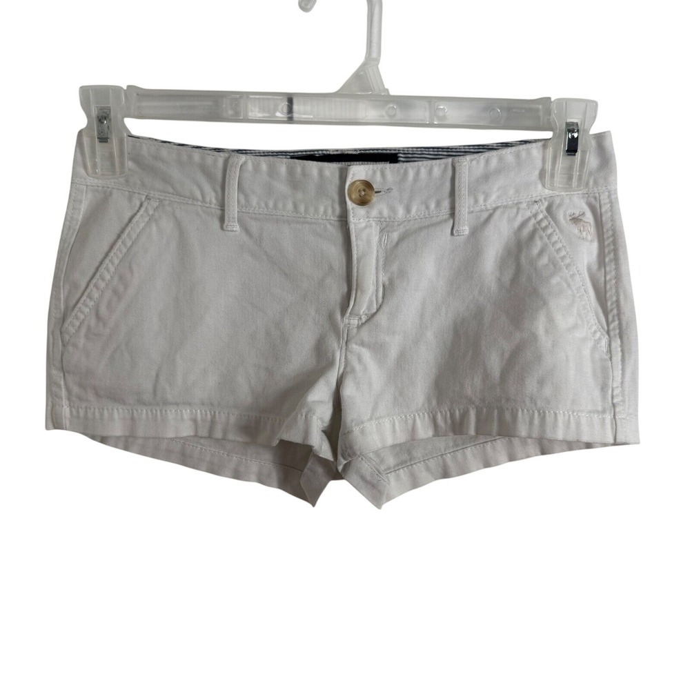 Abercrombie Chino Shorts 14 White Preppy Coastal Low Rise Cute Stretch